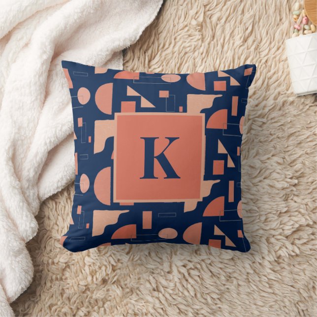 Monogram Brev Modern Abstrakt Geometric Mönster Kudde (Filt)