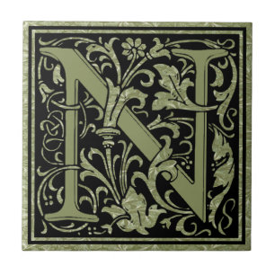 Monogram Brev N första Brev Kakelplatta
