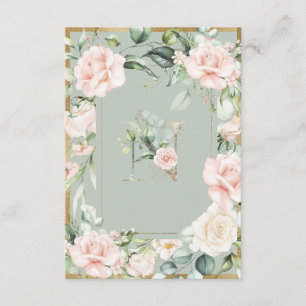 Monogram Brev N Grönt Blommigt Ro Tack Kort