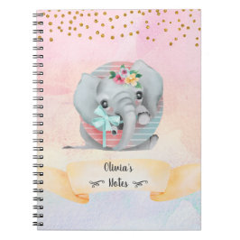 Monogram Brev O Baby Elephant Girl Daily Study Anteckningsbok