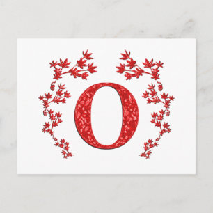 Monogram Brev O Red Löv Vykort