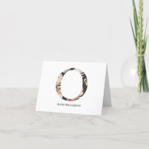 Monogram Brev O Tropical Flower Skriv ut Tack Kort