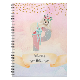 Monogram Brev P Baby Hund Girl Daily Study Anteckningsbok