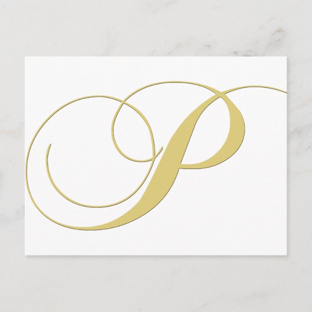 Monogram Brev P Golden Single Vykort (Framsida)