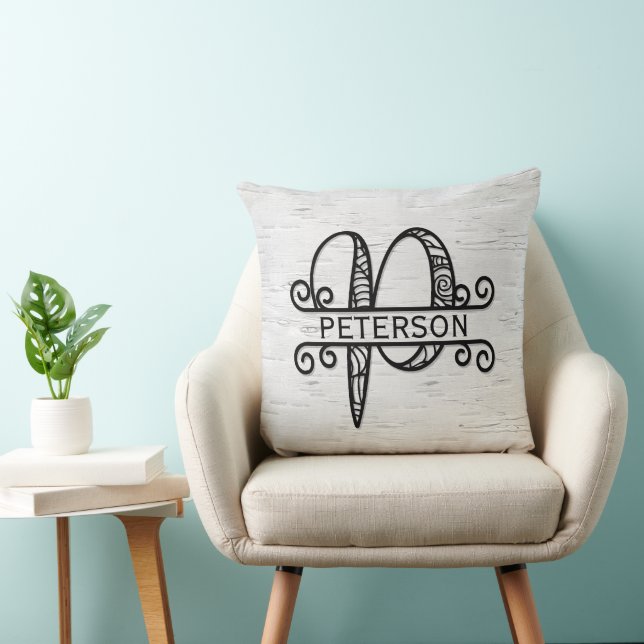 Monogram Brev P med familjen Namn Kudde (Stol)