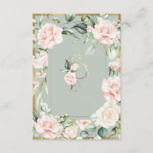 Monogram Brev P Sage Grönt Tack Kort