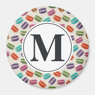 Monogram Brev på Mönster i färglöst makaron Magnet