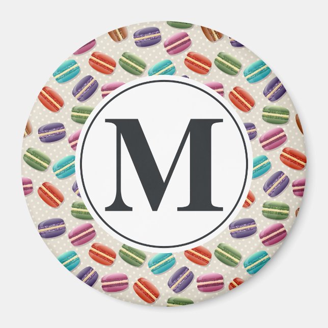 Monogram Brev på Mönster i färglöst makaron Magnet (Framsidan)