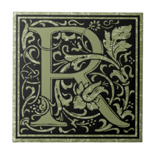 Monogram Brev R första Brev Kakelplatta