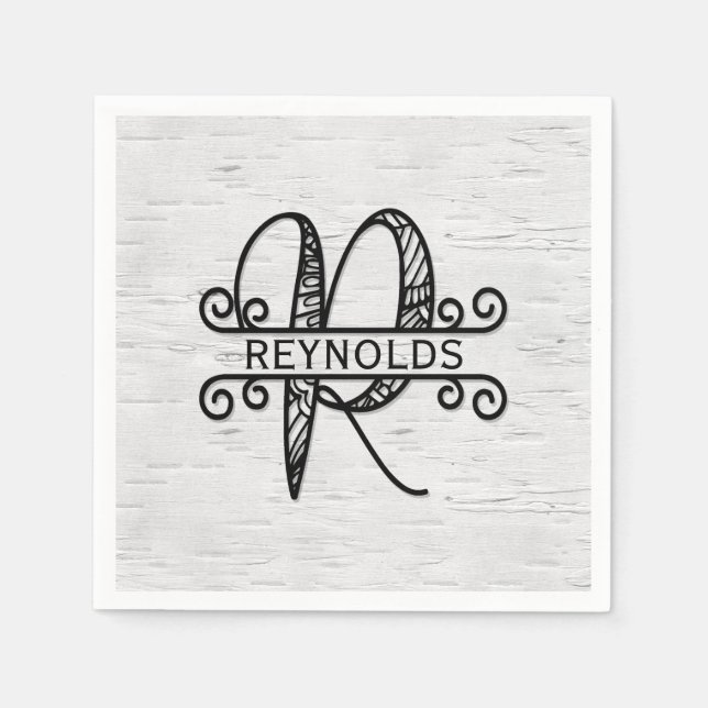Monogram Brev R med familjen Namn Pappersservett (Framsidan)