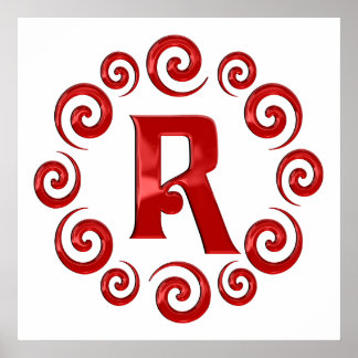 Monogram Brev R Red Poster
