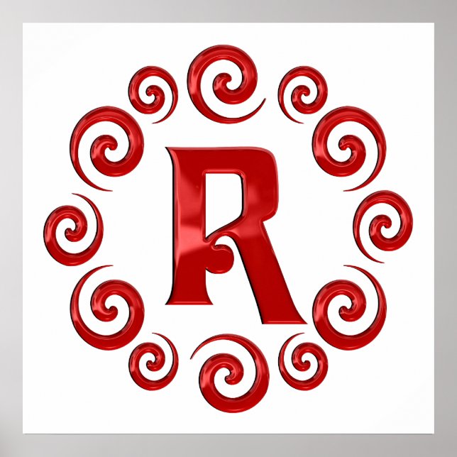 Monogram Brev R Red Poster (Framsidan)