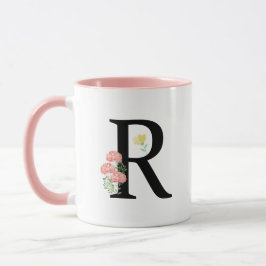 Monogram Brev R vattenfärgblommor modern chic Mugg