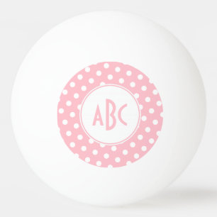 Monogram Brev Rosa och vit Polka dots Pingisboll