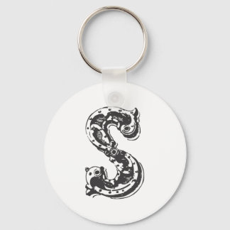 Monogram Brev S i svart Nyckelring