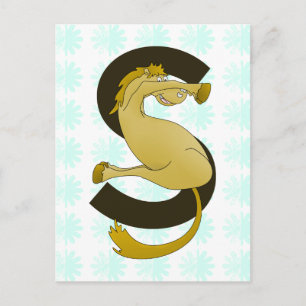 Monogram Brev S Pony Distress Flower Mönster Vykort