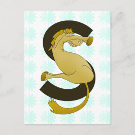 Monogram Brev S Pony Distress Flower Mönster Vykort