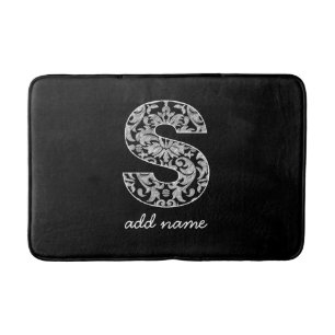 Monogram Brev S - Svart och vit mask Badrumsmatta