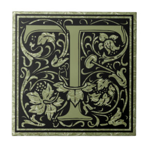 Monogram Brev T första Brev Kakelplatta