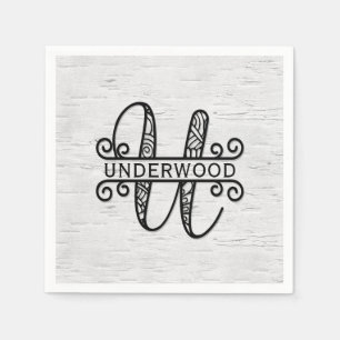 Monogram Brev U med familjen Namn Pappersservett