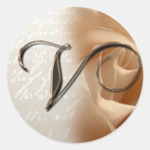 Monogram Brev V Bröllop kuvertförsegling Runt Klistermärke