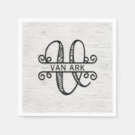 Monogram Brev V med familjen Namn Pappersservett