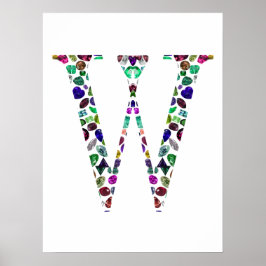 Monogram Brev W - Gemstone-design Poster
