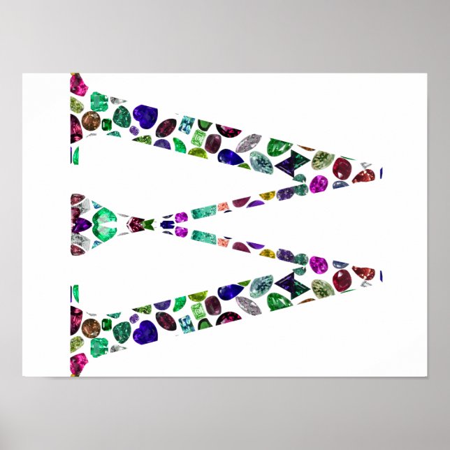 Monogram Brev W - Gemstone-design Poster (Framsidan)