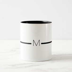 Monogram Brev White Black Minimum Typography Två-Tonad Mugg