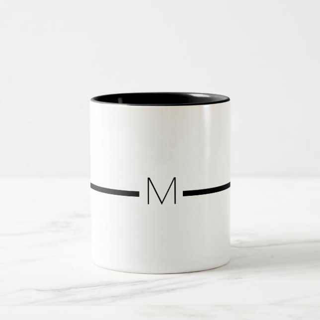 Monogram Brev White Black Minimum Typography Två-Tonad Mugg (Center)