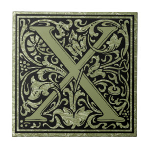 Monogram brev X första Brev Kakelplatta