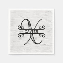 Monogram Brev X med Familj Namn
