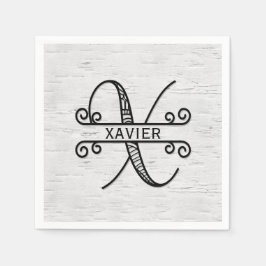 Monogram Brev X med Familj Namn Pappersservett