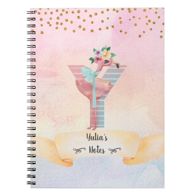 Monogram Brev Y Baby Flamingo Girly Daily Diary Anteckningsbok (Framsidan)