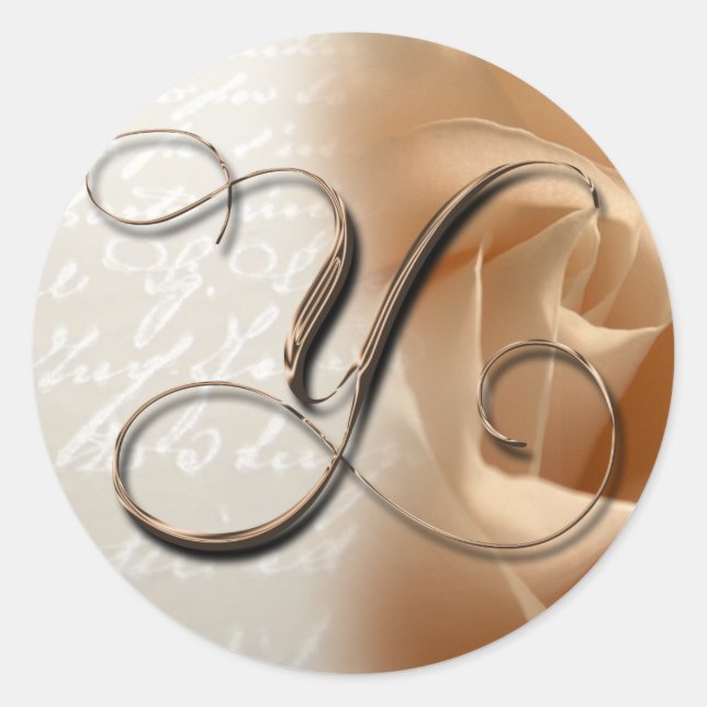 Monogram Brev Y-kuvert för Bröllop, etikett (Framsida)
