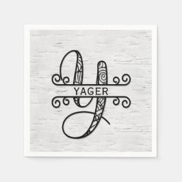 Monogram Brev Y med Familj Namn Pappersservett