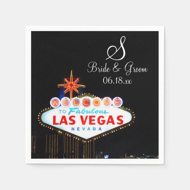 Monogram Bride Groom Bröllop Las Vegas-signeringsn Pappersservett (Framsidan)