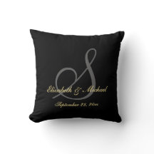Monogram Bride Groom Namn Bröllop Keepsaké Pillow