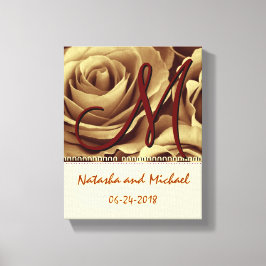 Monogram Bride och Groom med Guld Ro Canvastryck