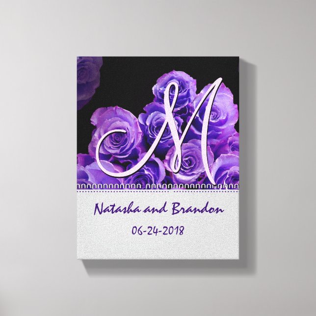 Monogram Bride och Groom med Lila Ro Canvastryck (Framsida)