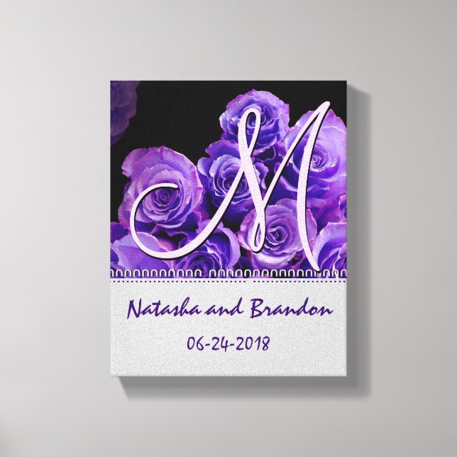Monogram Bride och Groom med Lila Ro Canvastryck (Framsida)