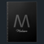 Monogram Bridesmaid Marskalkar Bröllop Gift Favor Anteckningsbok<br><div class="desc">Monogrammade inledande och anpassade namnmallar som du kan redigera. Designad med grått,  svart anpassningsbar färg!</div>
