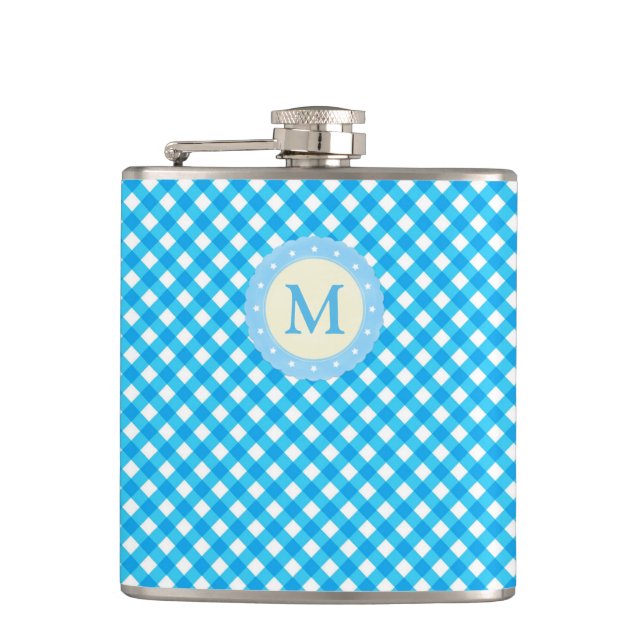 Monogram Bright Blue Gingham Mönster Fickplunta (Framsidan)