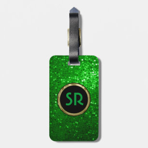 Monogram Bright Grönt Tones Glitter Struktur Bagagebricka