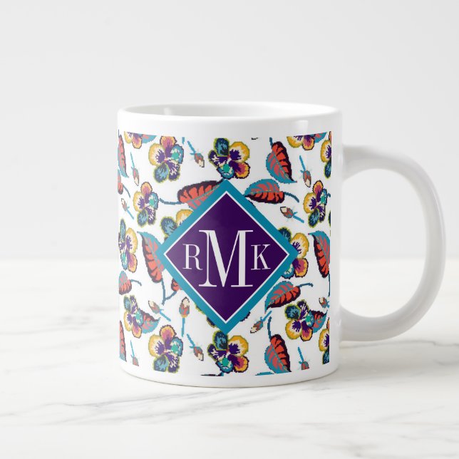 Monogram| Bright Hibiscus Mönster Jumbo Mugg (Höger)