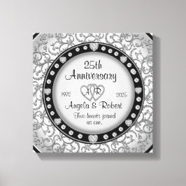 Monogram Bröllop-årsdagen med Hearts Canvastryck