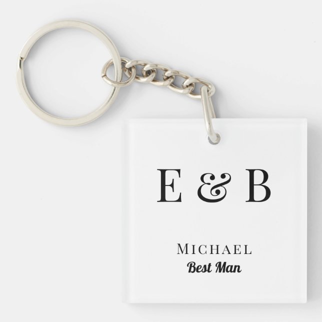 Monogram Bröllop Best Man Gift Personlig Black (Framsidan)