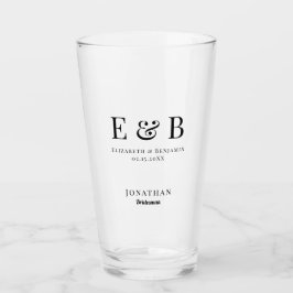 Monogram Bröllop Bridesman Personlig Black Glaskopp