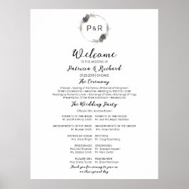 Monogram Bröllop Ceremony Program Sign Board Poster