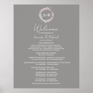Monogram Bröllop Ceremony Program Sign Foam Board Poster